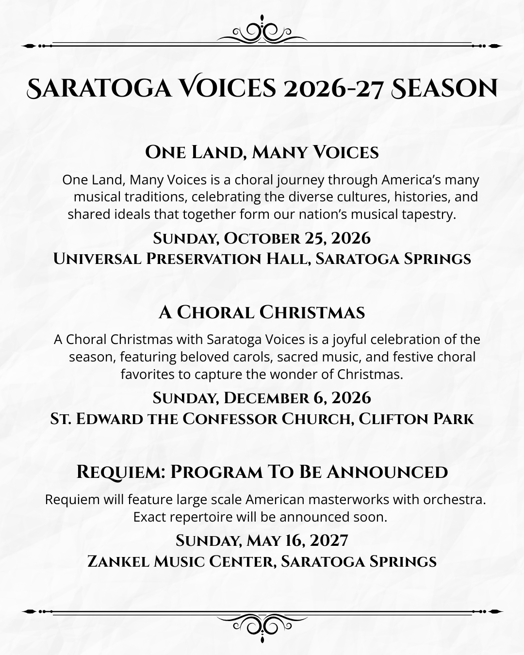 2026-2027 Concert Schedule Coming Soon!